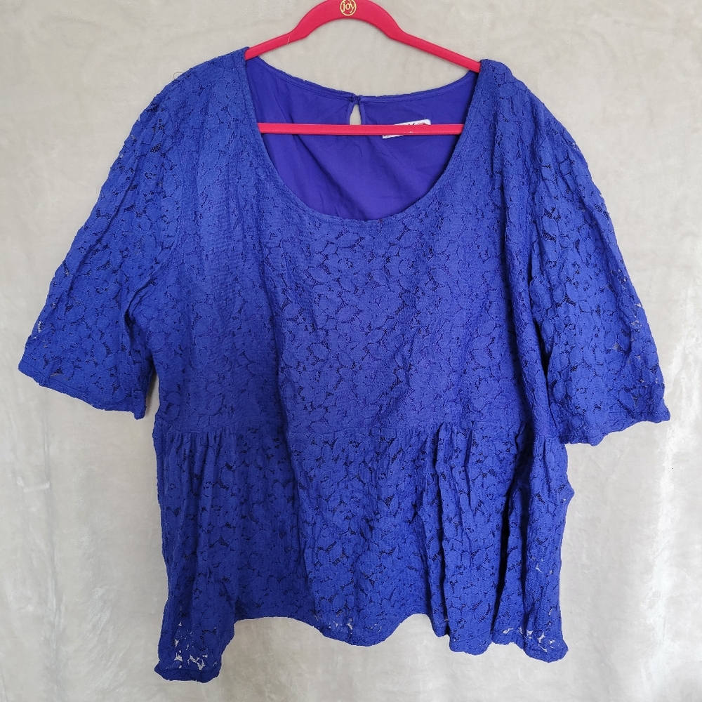 Royal Blue Lace Peplum Top